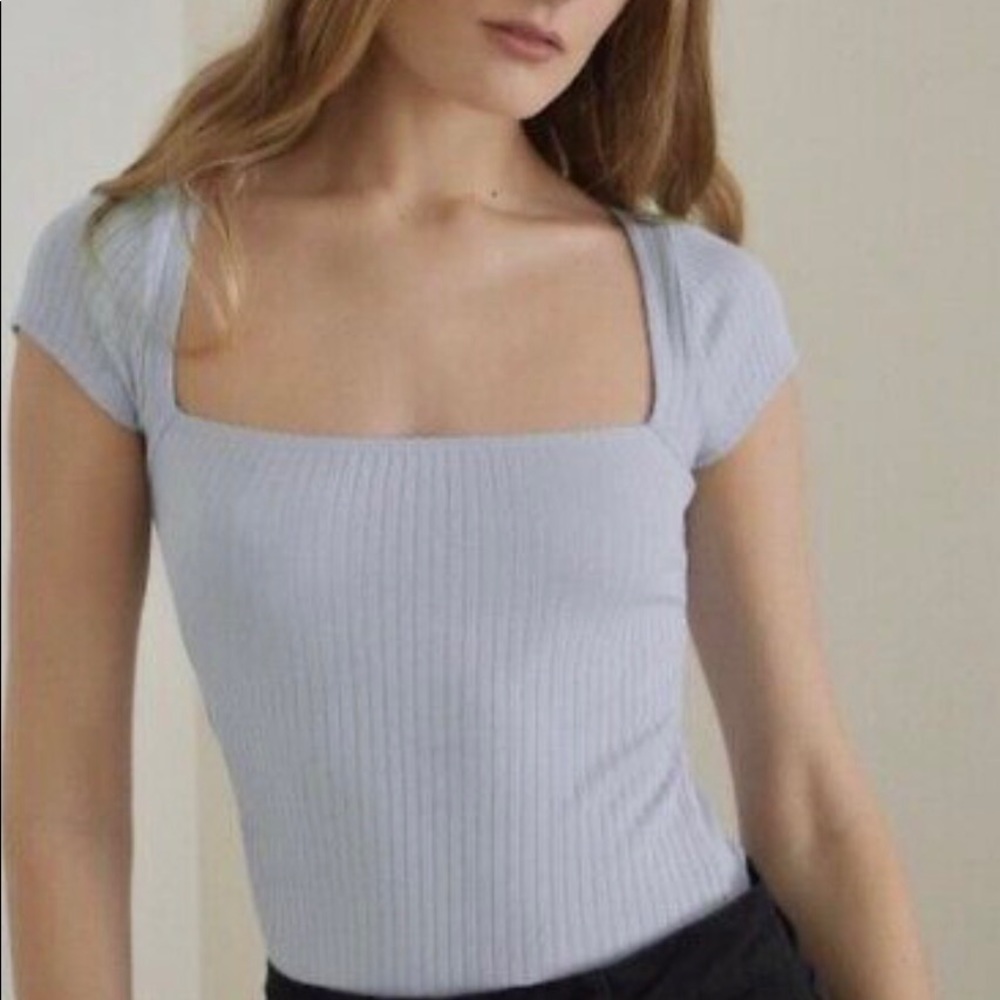 Reformation square neck short sleeved t shirt